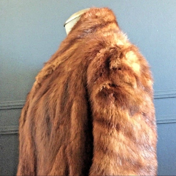Vintage Brown Stripped Mink Fur Sleeveless Jaccket - Picture 3 of 7